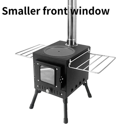 Tomshoo Outdoor Camping Wood-burning Stove Wood Burner Stainless Steel Foldable Tent Heater w Tent Fire Window Patio Fireplace