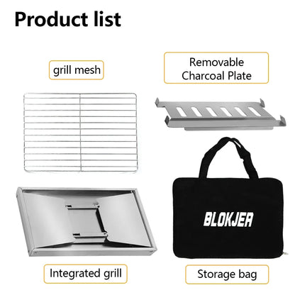 304 Stainless Steel Barbecue Grill Portable Outdoor Stove IGT Table Stove Folding Firewood Stove Barbecue Camping Stove