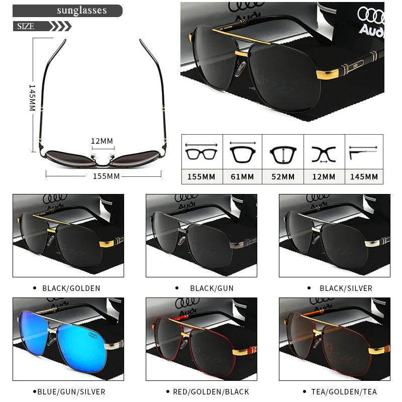 Polarized UV400 Driving Sunglasses for Men & Women — Square Frame, Auto Enthusiast Gift