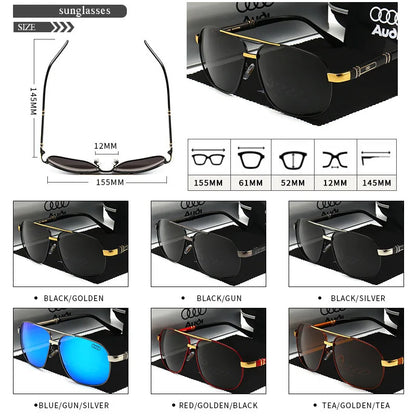 Polarized UV400 Driving Sunglasses for Men & Women — Square Frame, Auto Enthusiast Gift