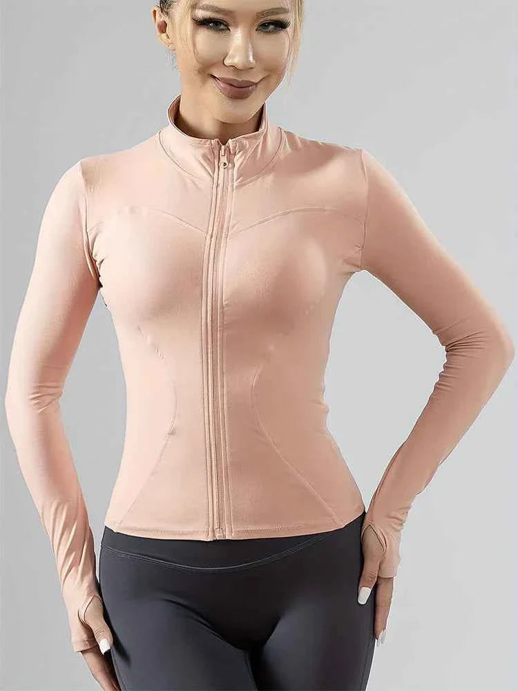 Fitness coat women's summer 2024 new slim-fit quick-drying top long-sleeved running sports training yoga clothes