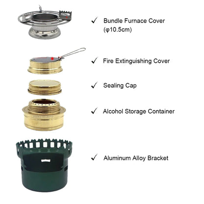 Camping Alcohol Stove with Storage Bag, High Power Windproof Bundled Burner for Backpack, Hiking, Picnic, Climbing