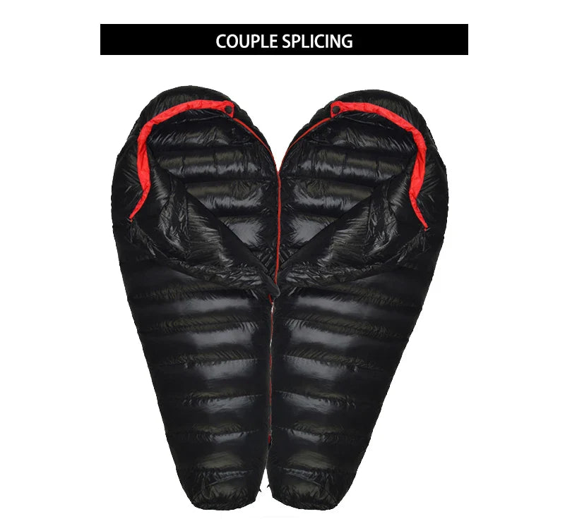 Winter Down Sleeping Bag Adult Mummy White Goose Down Warm Sleeping Bag Three Seasons Suitable For Camping Trips