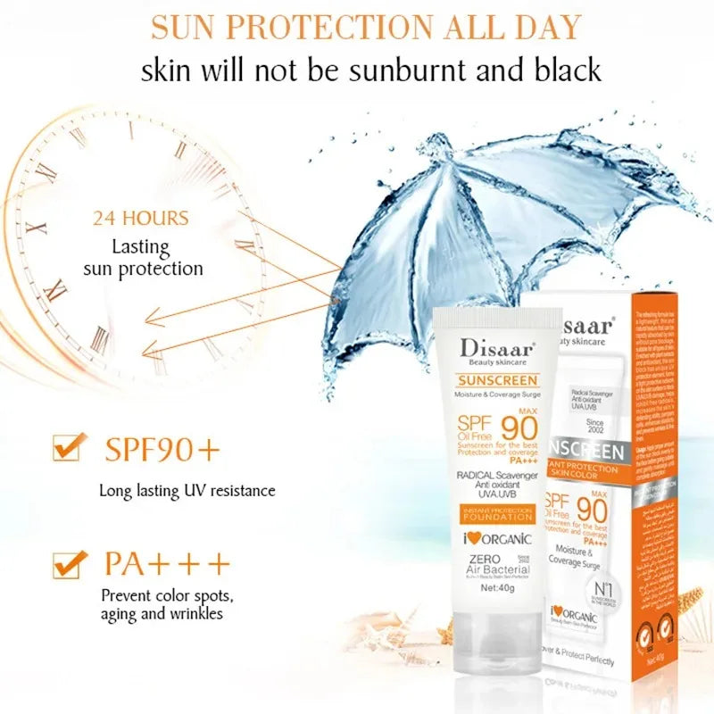 SPF 90+ Waterproof Sunscreen – UV Sun Cream for Face & Body, Outdoor & Seaside Protection