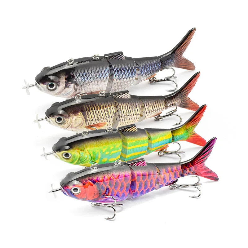USB Rechargeable Electric Robotic Fishing Lure – 4-Segment Auto Swimbait, 90mm & 130mm