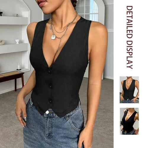 2026 women's clothing V-neck sexy slim vest