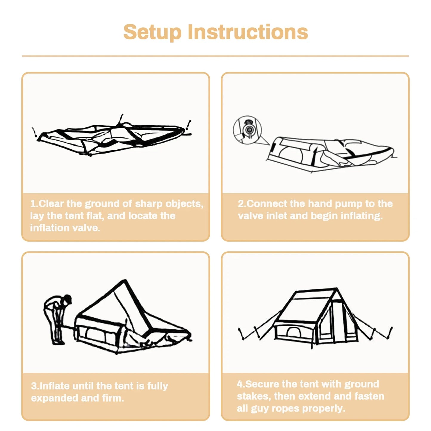 PAKICETUS Inflatable Camping Tent – 4-8 Person Portable 4-Season Waterproof Tent with Windows