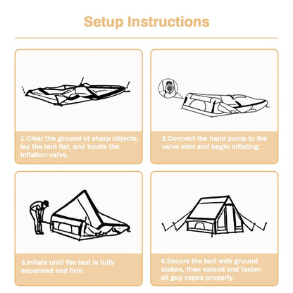 PAKICETUS Inflatable Camping Tent – 4-8 Person Portable 4-Season Waterproof Tent with Windows