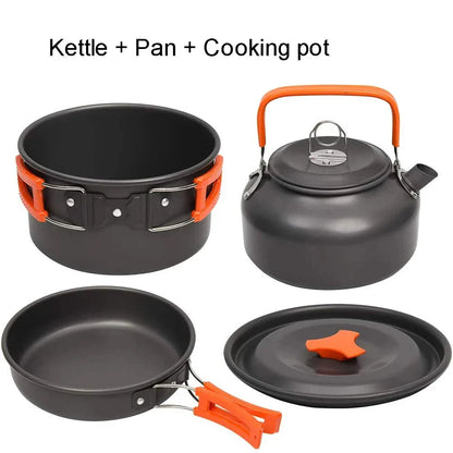 Camping Cookware Set – Anodized Aluminum, Nonstick, Foldable, Lightweight Travel Tableware