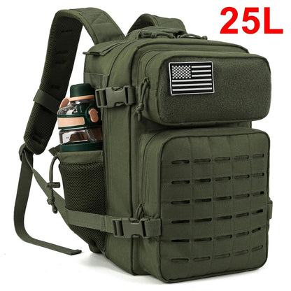 Men's Tactical Survival Backpack – Laser Cut MOLLE with Dual Cup Holders