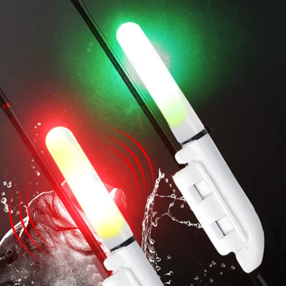 LED Snap-On Fishing Rod Bite Alarm Light – Night Fishing, Green/Red, 1–50 Pack