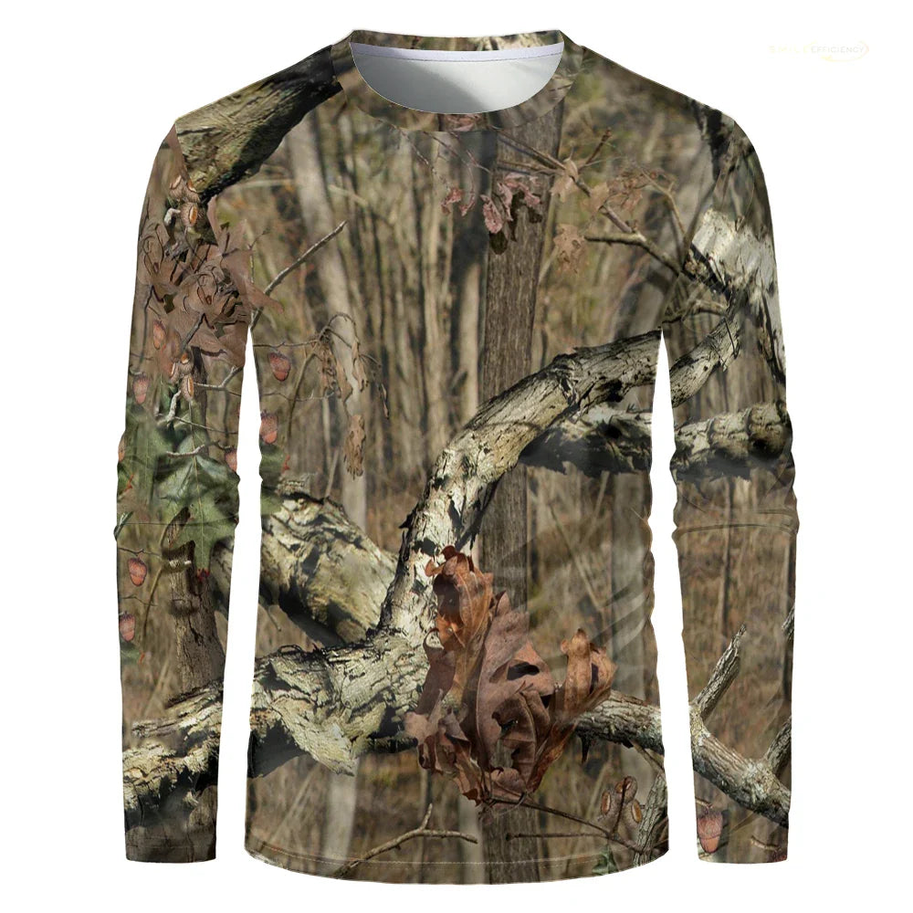 Men's 3D Camo Hunting Long Sleeve T-Shirt – Breathable Quick-Dry Tee