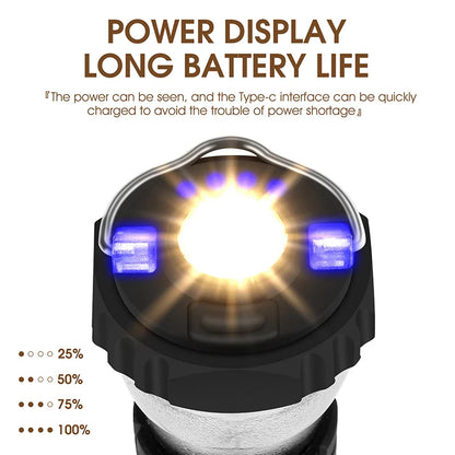 Portable Camping Flashlight – Type-C Rechargeable, Tripod & Lampshade Kit, 3 Colors