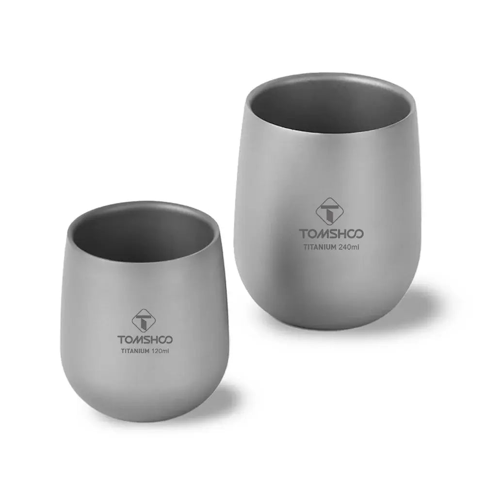 Double-Wall Insulated Titanium Camping Cup – 120ml & 240ml, Hot & Cold