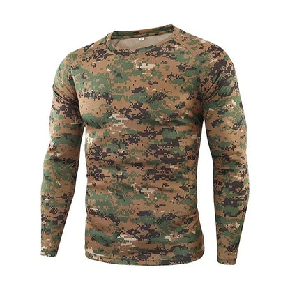 Men's 3D Camo Print Long Sleeve T-Shirt – Casual Hunting Pattern Loose Tee