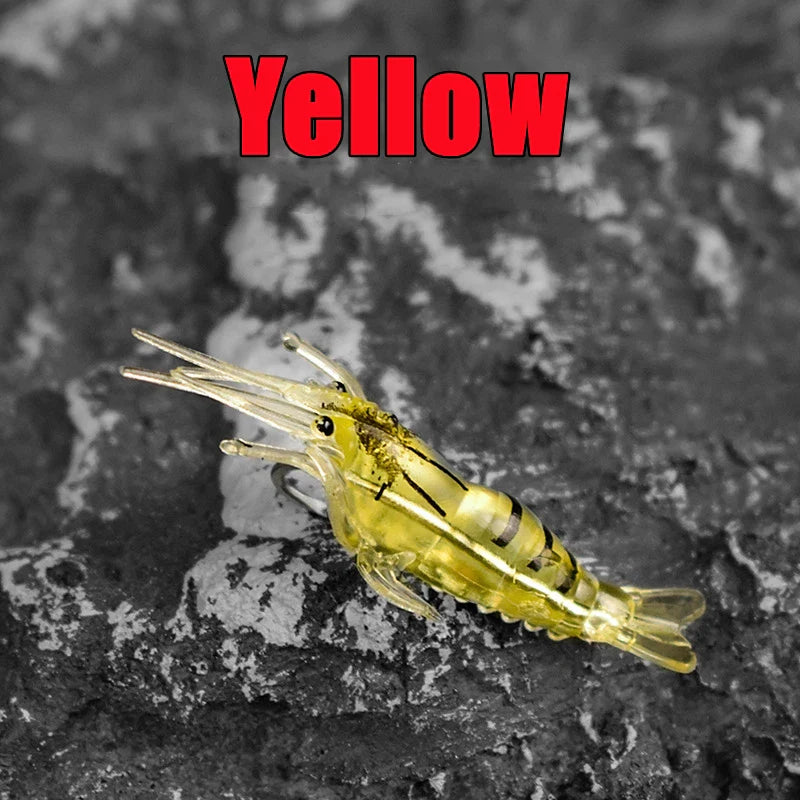 Soft Silicone Shrimp Fishing Lures with Hook – Luminous, Lifelike Action, 10 to 100 Pieces