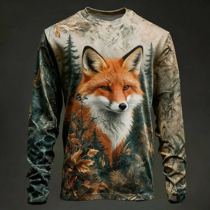 Men's Camo Deer Print Long Sleeve Shirt – Hunting & Outdoor Graphic Tee