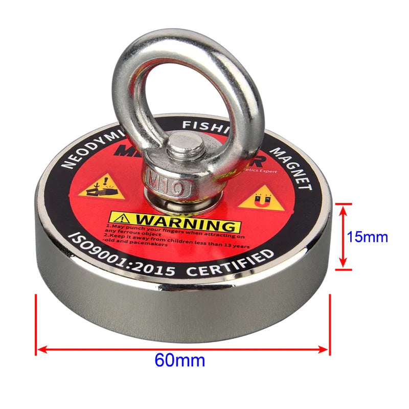 Neodymium Magnet Fishing Set – N52 Rare Earth Pot Magnet with Rope, 120KG or 200KG Pull