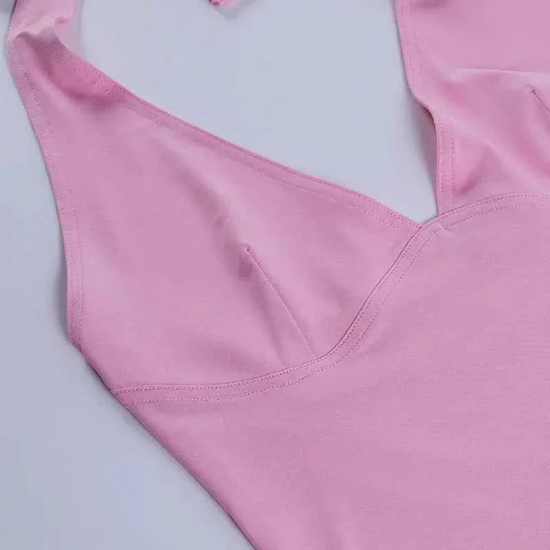 Summer Halter Camisole Tank Top Women V-Neck Sexy Tanks Camis Skinny Backless Pink Corset Tee Shirt Femme Tops WomanT-shirt