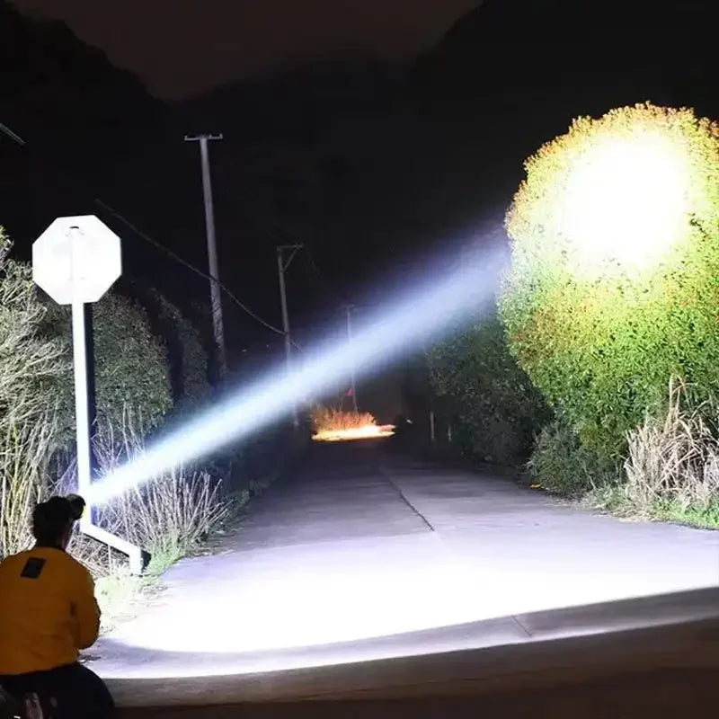High-Power LED Headlamp with IR Sensor – Rechargeable, 5000m Beam for Fishing & Camping