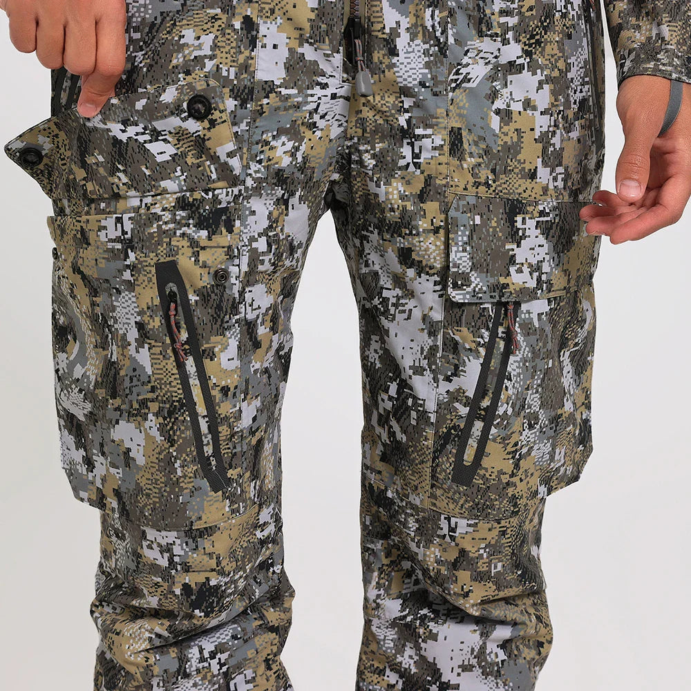 Men's Insulated Waterproof Hunting Bib Overalls – Silent Camo Fabric, 3-in-1 Softshell