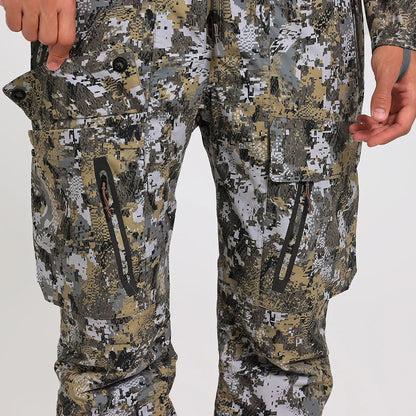 Men's Insulated Waterproof Hunting Bib Overalls – Silent Camo Fabric, 3-in-1 Softshell