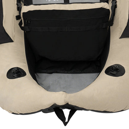 Outdoor Inflatable Fishing Boat Khaki Portable Fishing Raft 286.6LBS Load 90-180° Adjustable Backrest for Ocean/River Fishing