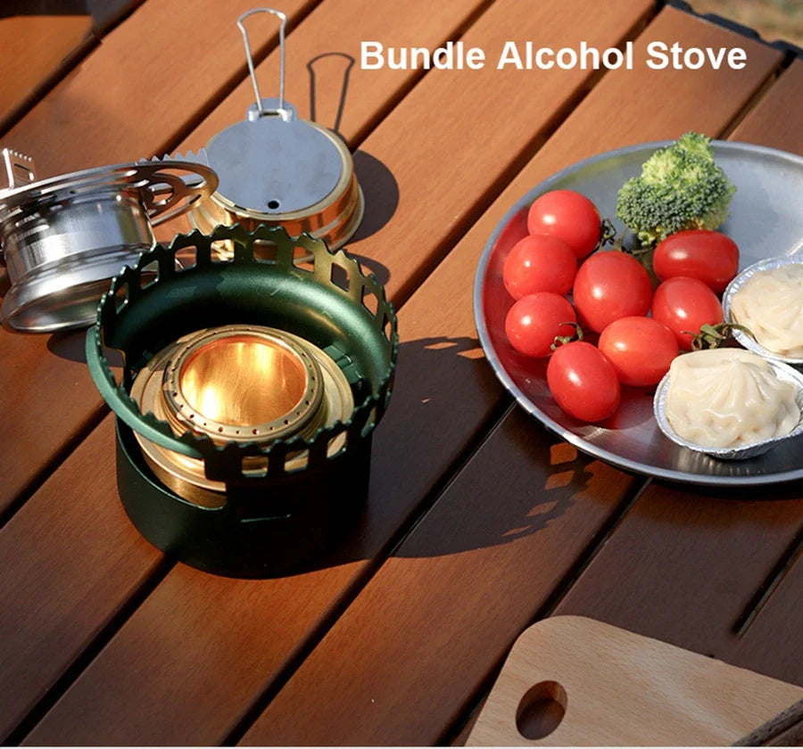 Camping Alcohol Stove with Storage Bag, High Power Windproof Bundled Burner for Backpack, Hiking, Picnic, Climbing