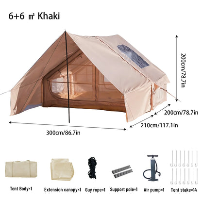 PAKICETUS Inflatable Camping Tent – 4-8 Person Portable 4-Season Waterproof Tent with Windows
