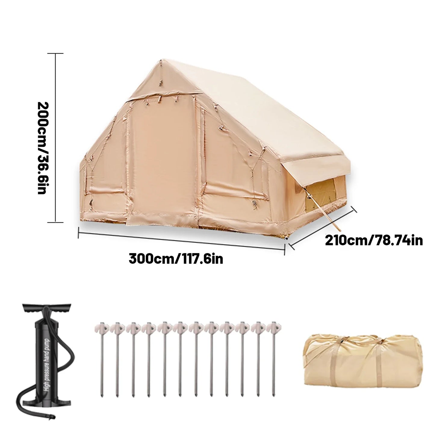 PAKICETUS Inflatable Camping Tent – 4-8 Person Portable 4-Season Waterproof Tent with Windows