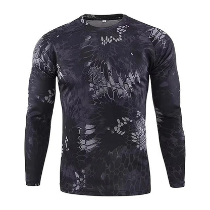 Men's 3D Camo Print Long Sleeve T-Shirt – Casual Hunting Pattern Loose Tee