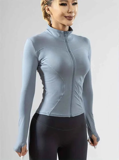Fitness coat women's summer 2024 new slim-fit quick-drying top long-sleeved running sports training yoga clothes