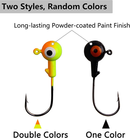 Round Ball Jig Head Hooks – High-Carbon Steel, Worm & Hard Bait Jigs, 43 to 130 Pieces
