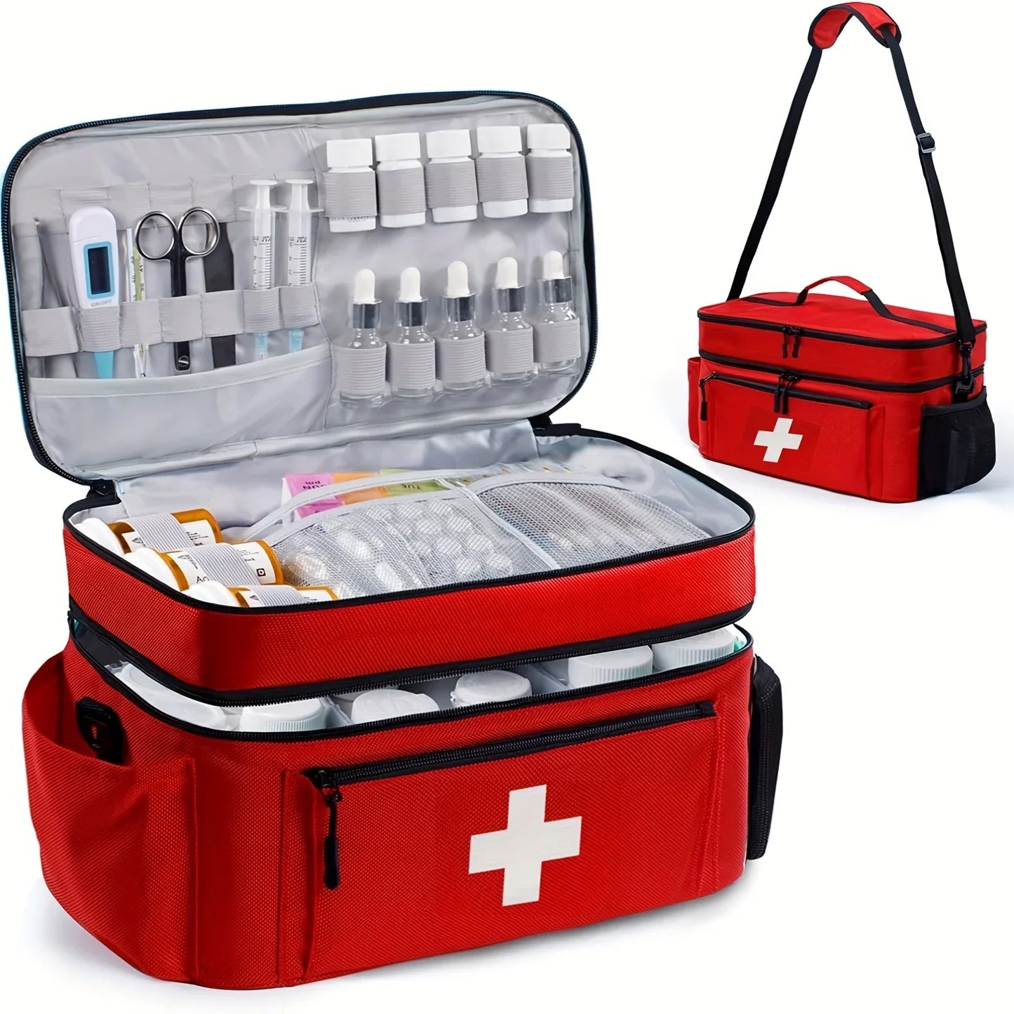 Portable Travel Medicine Storage Bag – Double-Layer Emergency Kit Organizer