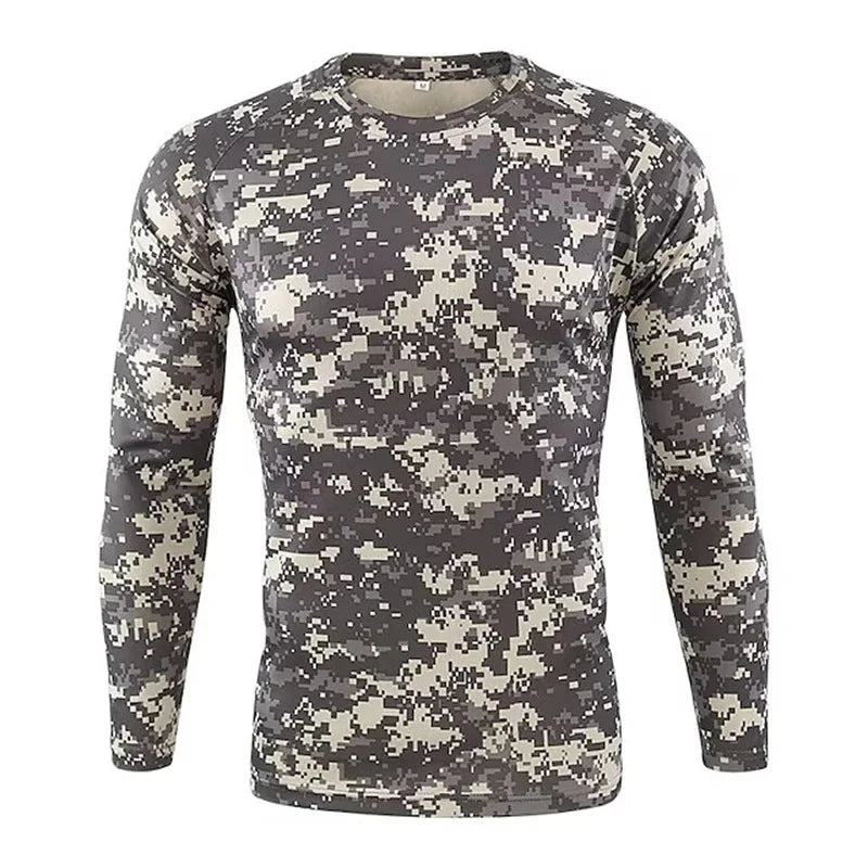 Men's 3D Camo Print Long Sleeve T-Shirt – Casual Hunting Pattern Loose Tee