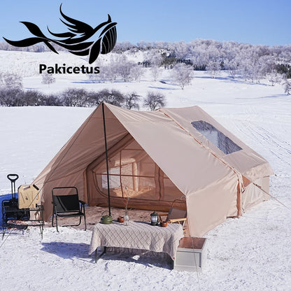 PAKICETUS Inflatable Camping Tent – 4-8 Person Portable 4-Season Waterproof Tent with Windows