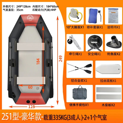 Inflatable Fishing Kayak – PVC Canoe Boat for 1–6 Persons (1.75–3.6m)