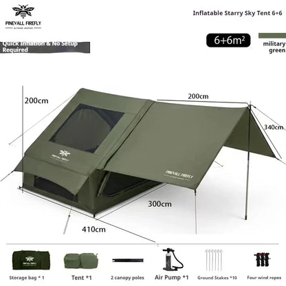 King-size inflatable family camping tent for 3 to 6 people with premium weatherproofing and spacious interior with large skyligh