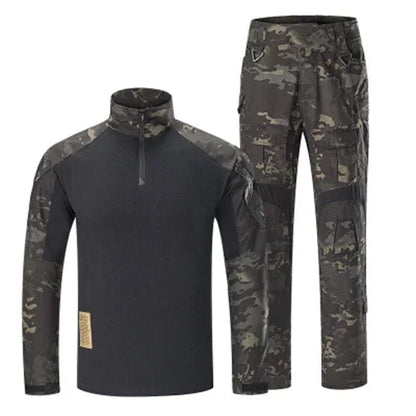 Men's Camo Cargo Pants & Hiking Shirt Set – Cotton Blend, 10 Colors, Sizes S–XXXL