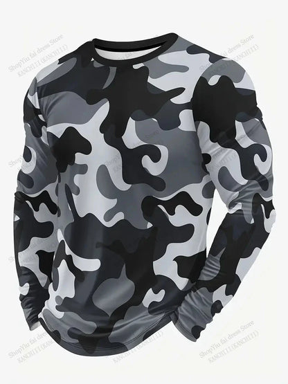 Men's 3D Tree Camo Long Sleeve T-Shirt – Oversized Outdoor Tee