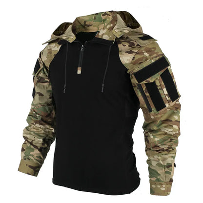 Men's Tactical Camo Combat T-Shirt – Moisture-Wicking Polyester, 7 Colors, Sizes S–XXXL