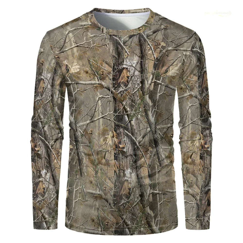 Men's 3D Camo Hunting Long Sleeve T-Shirt – Breathable Quick-Dry Tee