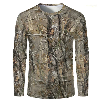 Men's 3D Camo Hunting Long Sleeve T-Shirt – Breathable Quick-Dry Tee