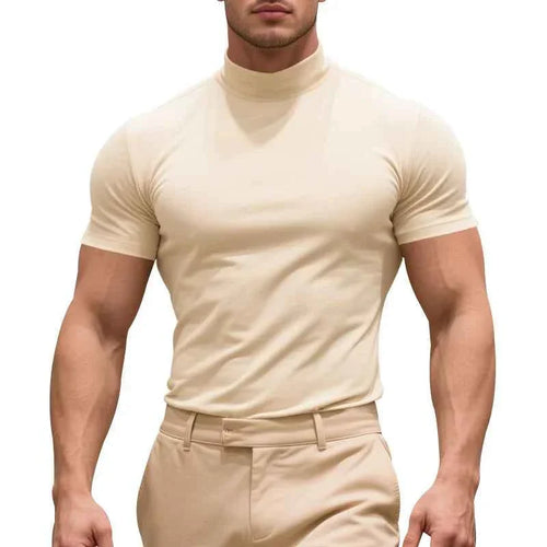 2025 compress sports Men T-shirt quick-dry Half High Collar Short Sleeve Pullover Tops Tight Breathable tops men Running T-shirt