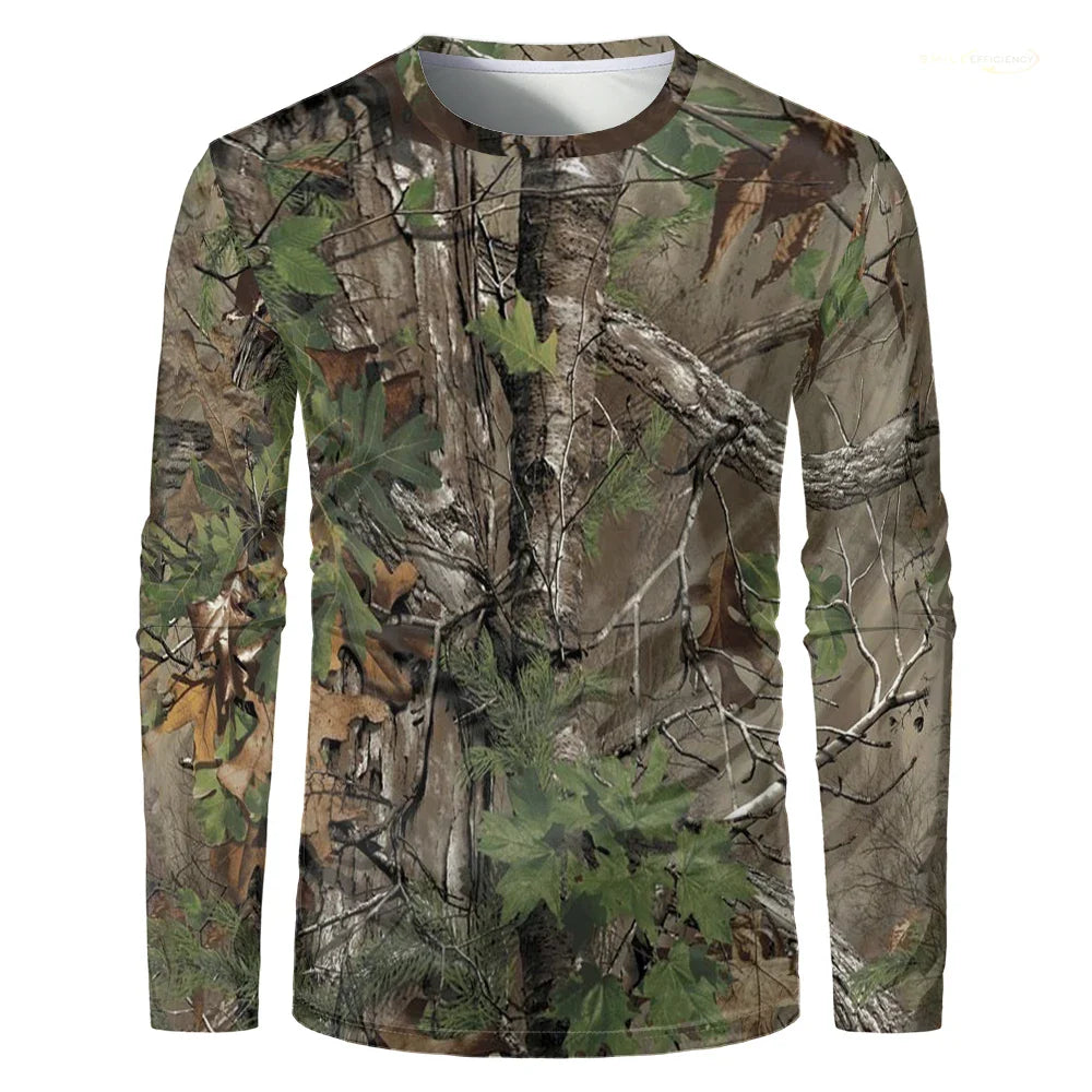 Men's 3D Camo Hunting Long Sleeve T-Shirt – Breathable Quick-Dry Tee