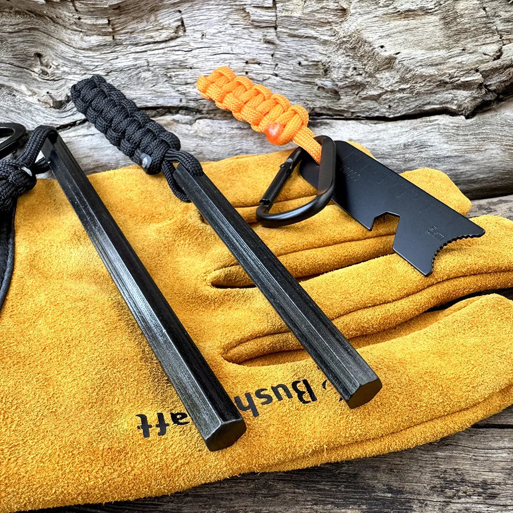 Magnesium Flint Rod Fire Starter Kit with Compass & Whistle – Camping Hiking Survival Tool