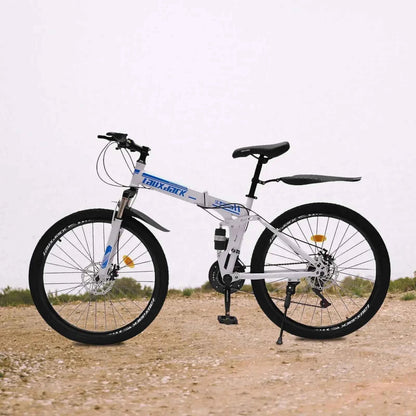 26" Folding Mountain Bike 21-Speed Dual Disc Brakes Men's MTB for Commuting Outdoor Sports