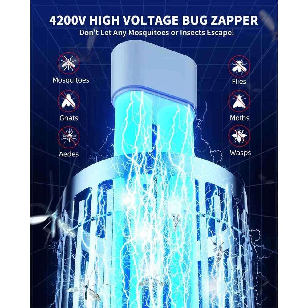 Minimoon Bug Zapper Outdoor Mosquito Zapper with Dual LED Light 4200V Fly Zapper 15W Electric Fly Traps Outdoor IPX4 Insect Trap