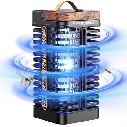 Minimoon Bug Zapper Outdoor Mosquito Zapper with Dual LED Light 4200V Fly Zapper 15W Electric Fly Traps Outdoor IPX4 Insect Trap