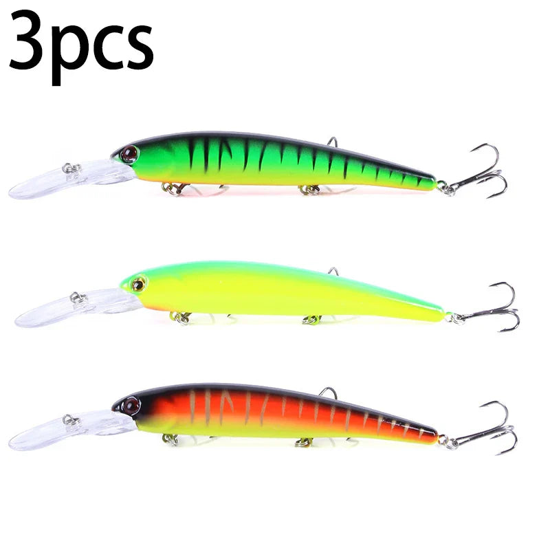 Deep Diving Minnow Wobbler Lure – 16.5cm, 21g, 2.5-4.5m Depth, Bass Pike Perch, 3 Colors